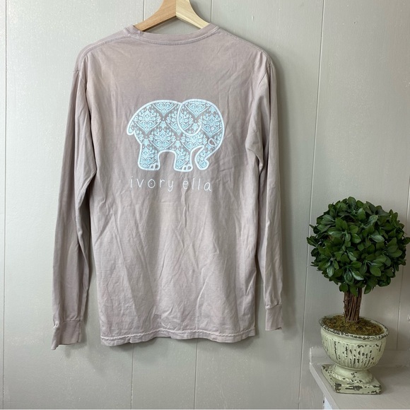 Ivory Ella Womens Long Sleeve T-Shirt Graphic Elephant Double Sided Peach Small - Picture 4 of 7
